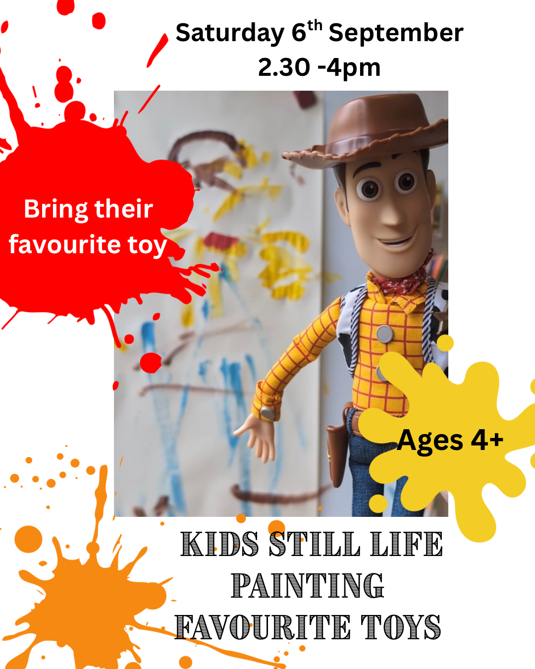 Kids still life painting favourite toys, Saturday 6th September