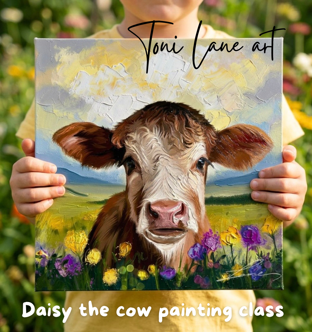 Daisy the Cow step by step painting class Sunday 5th July