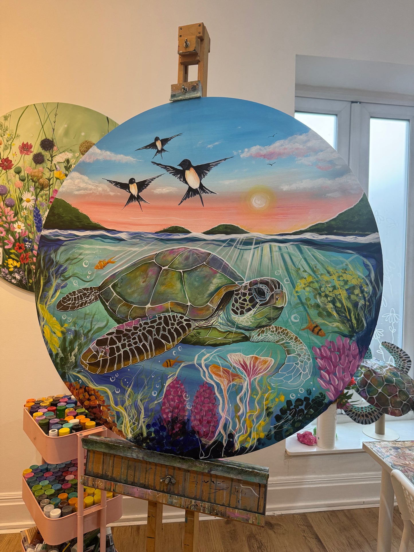 Paint a Sea Turtle. Acrylic painting class for beginners with Toni Lane.