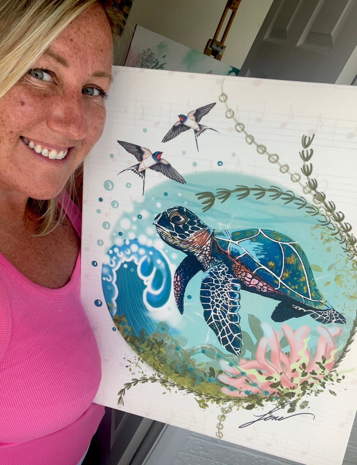 Paint a Sea Turtle. Acrylic painting class for beginners with Toni Lane.