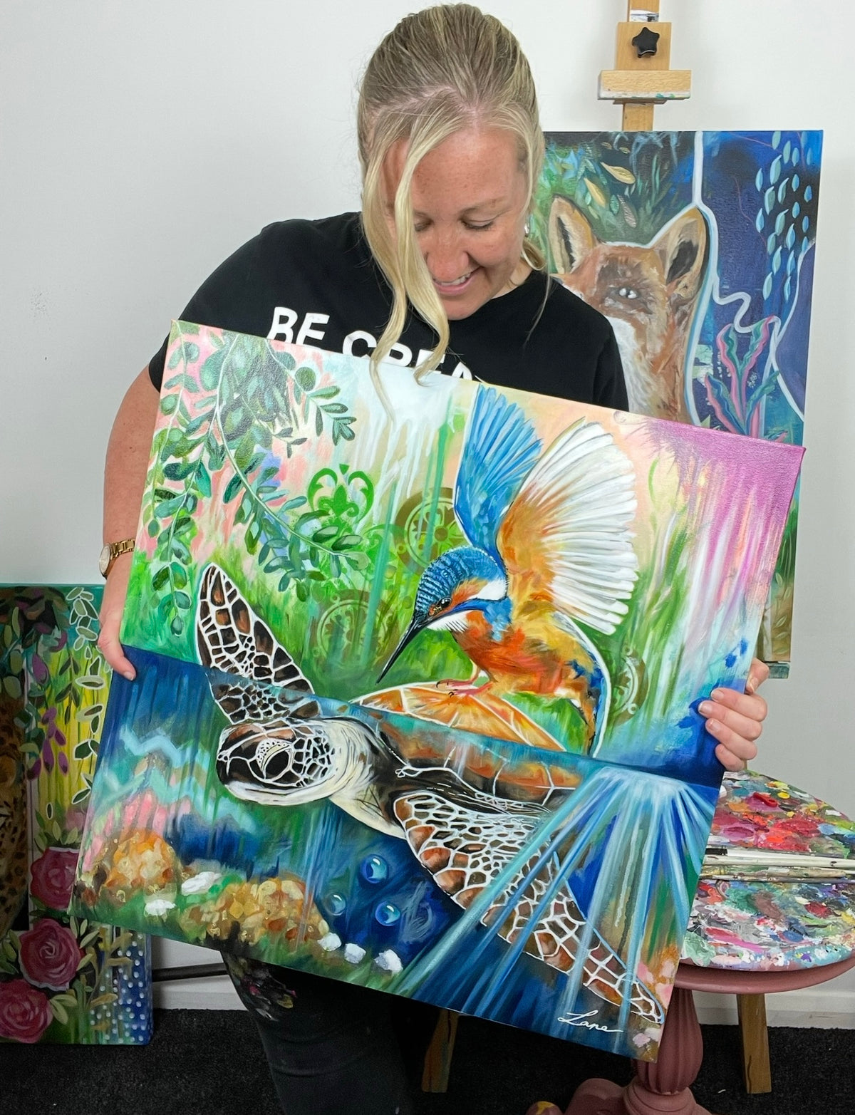 Paint a Sea Turtle. Acrylic painting class for beginners with Toni Lane.