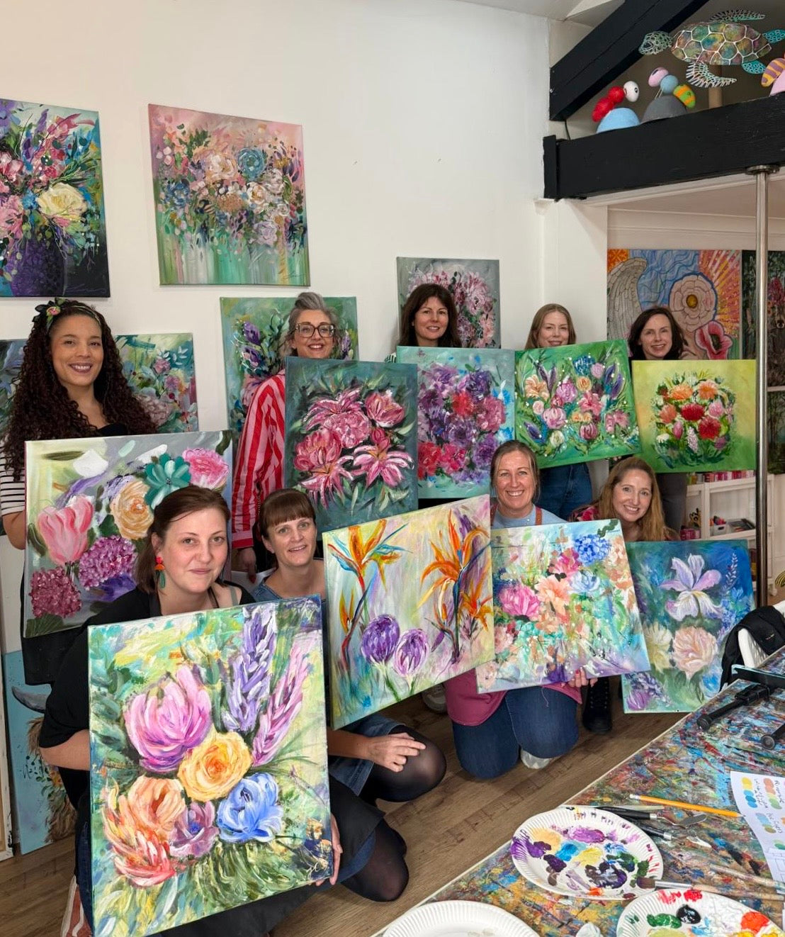 Abstract floral painting class for adults Sunday 7th Feb 2027 10.30 - 3.30 pm